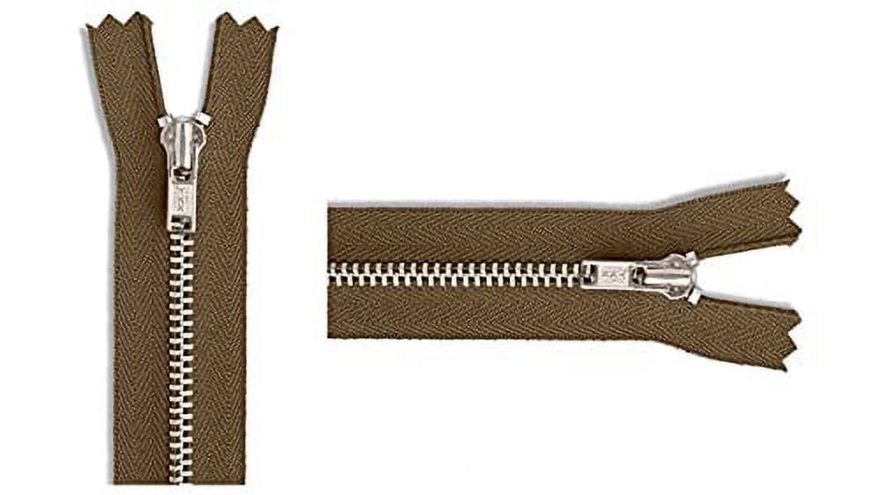 #3 Nickel Pants/Bag Light Weight YKK Zippers - Color: Brown #570 - Choose Your Length - Made in The United States (1 Zipper Per Pack) (14" Inches)